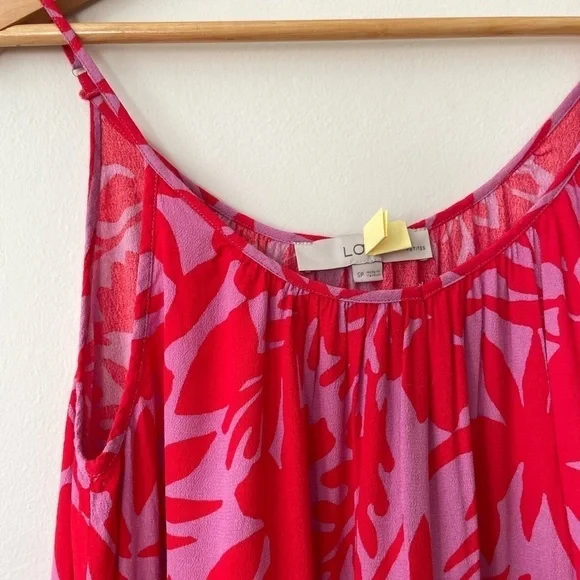 LOFT tropic floral strapped tiered midi dress. Size S. - Picture 7 of 8